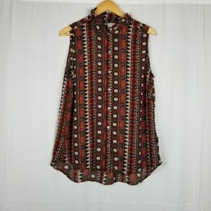 H&M Tribal Print Sleeveless Button Down Size 14